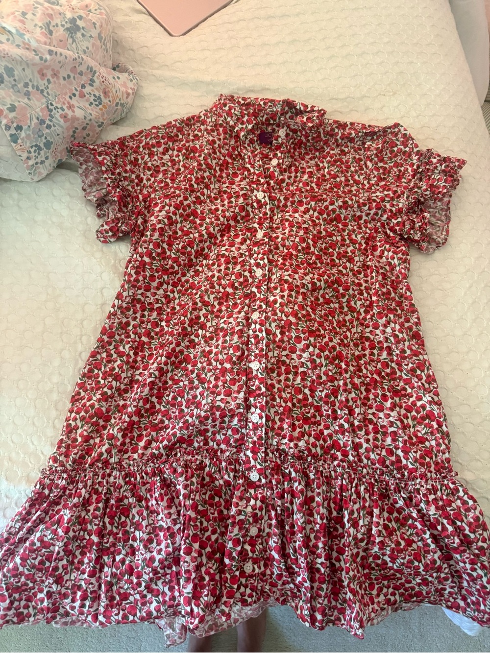 J. Crew Amelia Shirt-Dress in red and white Tulip